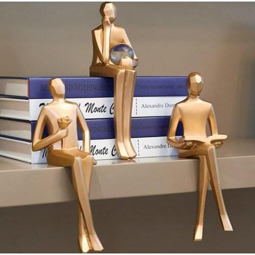 Golden Resin Figure Decoration Abstract Artwork Craftsmanship Exquisite Gift Office Home Decoration Home Decoration Accessories