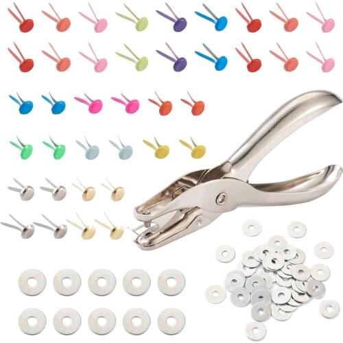 1 set Iron Mini Brads Multi Color Paper Fasteners Pastel Metal Brads with Hole Punch for Crafts Making DIY Cards Decoration