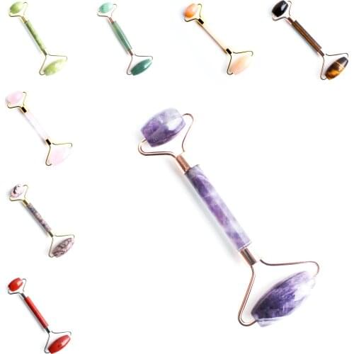 1PC Natural Double Head Crystal Face Massager Facial Tool Quartz Massage Roller Reiki Stick Women Health Gift Selection