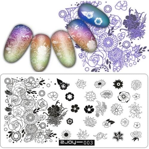 1pc Rectangle Nail Stamping Template Negative Rose Flower Stamp Nail 12.5*6.5cm Nail Stamping Plate