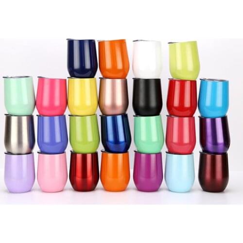 12OZ Stainless Steel Tumbler Mug Wine Beer Juice Water Mug Double Wall Eggshell Shape Vacuum Cup Drink Cup Coffee Cup for Travel