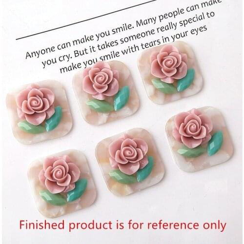 Spring style 20set/lot color square/rose flowers/leaves shape flatback resin beads diy jewelry earring/garment pendant accessory