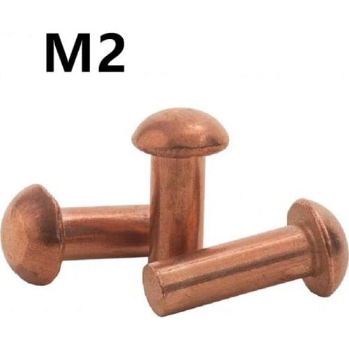 200PCS M2x2/3/4/5/6/8/10/12/14/16/18/20mm GB867 Copper Solid Round Head Rivet Alloy Self-plugging Rivet