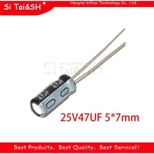 50PCS Higt quality 25V47UF 5*7mm 47UF 25V 5*7 Electrolytic capacitor