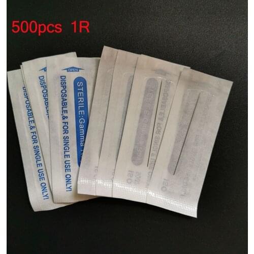 500pcs 1RL Traditional Eyebrow Tattoo Needle 0.35x50mm Permanent Makeup Needles For Lip Eyeliner and body tattoo design machine