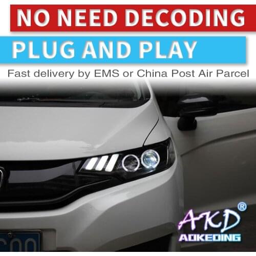 AKD Car Styling Headlights for Honda FIT JAZZ GK5 LED Headlight DRL Head Lamp Led Projector Automotive Accessories