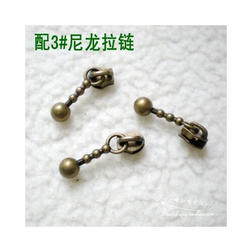 Free shipping 100pcs/lot 3# bronze water droplets zipper head for nylon zipper bag zipper head
