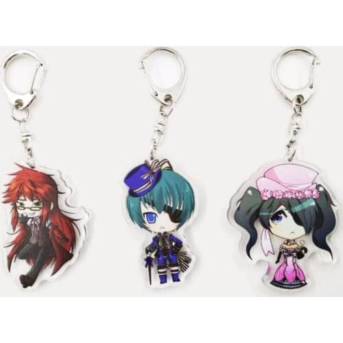 Black Butler Kuroshituji Sebastian Death Grell Sutcliff Clie Angel Japanese Anime keychain Acrylic strap/charms/Key ring