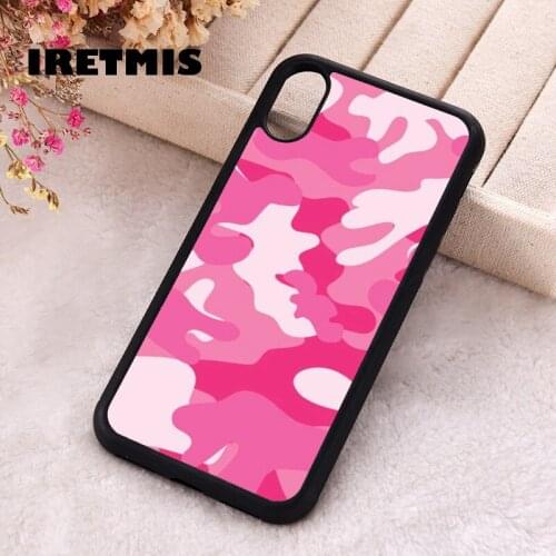 Iretmis 5 5S SE 2020 Phone Cover Case for iPhone 6 6S 7 8 Plus X Xs XR 11 12 Mini Pro Max Silicone TPU Pink camo