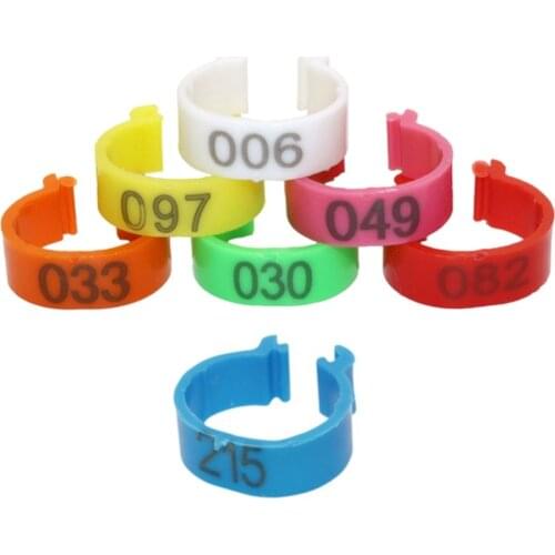 7 Colors 16mm Digital foot ring NO.001-500 Poultry Buckle type Clip rings Farm equipment Chicken Identification ring 100 Pcs