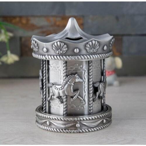 European Carousel shape metal piggy bank coin bank storage box cash box for coin money CXG016