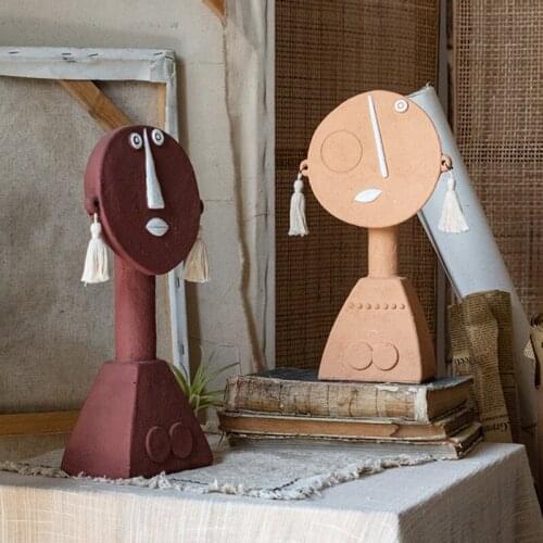 Art Human Face Sculpture Woman Girl Resin Figure Decoration American Crafts Living Room Bedroom Desktop Decor Home Decorations