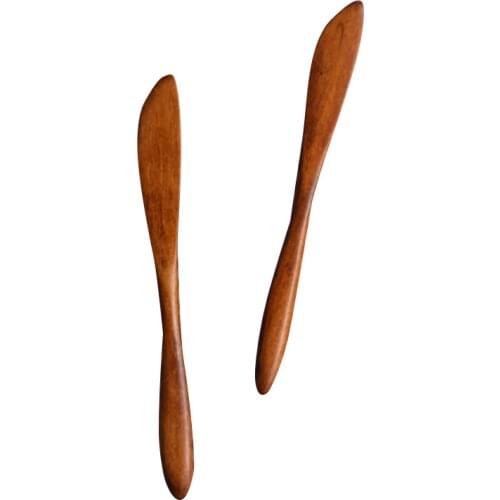 Delicate Natural Wooden Butters Spoon Simple Cake Spoon Tableware Cheese Spreader Handcraft Kitchen JA55