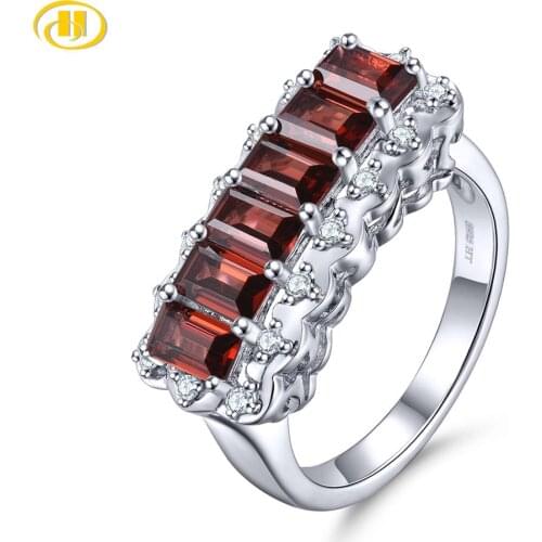 Hutang Mozambique Garnet 925 Silver Ring Genuine Red Gemstone Solid 925 Sterling Silver Vintage Rings Fine Elegant Women Jewelry