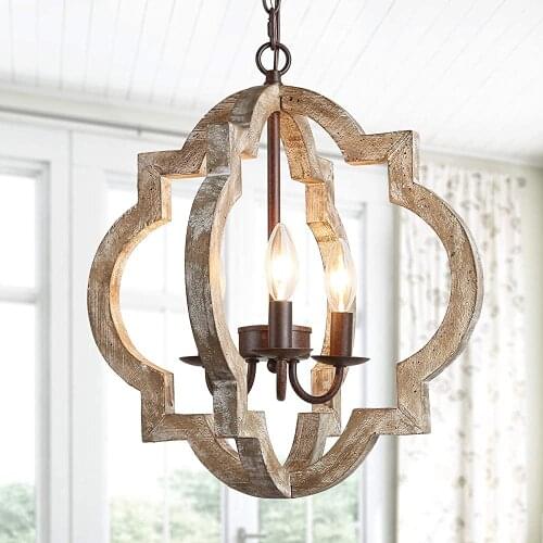 Vintage solid wooden chandelier home lighting french american style for living room bedroom dining kitchen retro white 4 lights