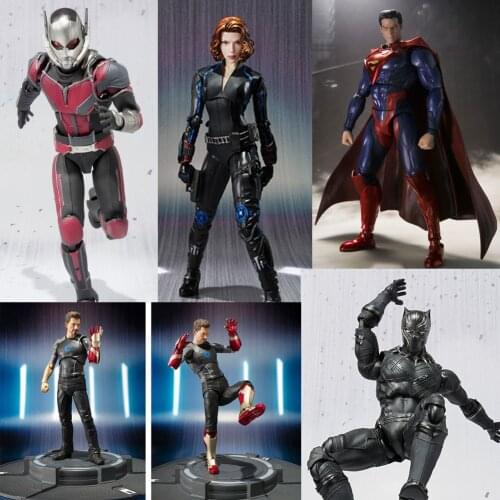 Marvel Avengers Captain America Ant Man Black Panther Black Widow Ironman Tony Cartoon Superman Figure Model Toys for Children