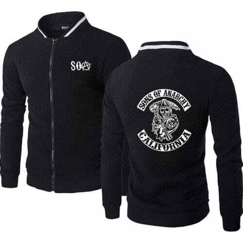 Spring Autumn for SOA Sons of anarchy the child Fashion Zipper Mens Jacket High Quality Cotton Mens baseball jacket SweatshirtP