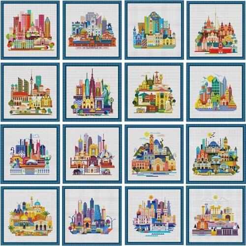 New color city 2 patterns counted 11CT 14CT 18CT Cross Stitch Sets DIY Chinese Cross-stitch Kits Embroidery Needlework