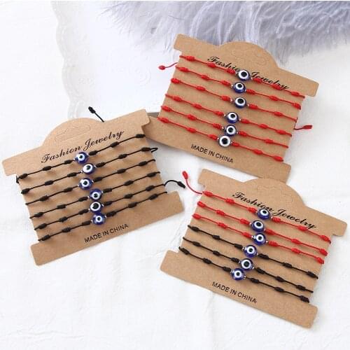 20set Turkish Lucky Evil Eye Bracelets Set Braided Adjustable Rope Chain Anklet Lucky Jewelry Red Bracelet Female Male Wholesale