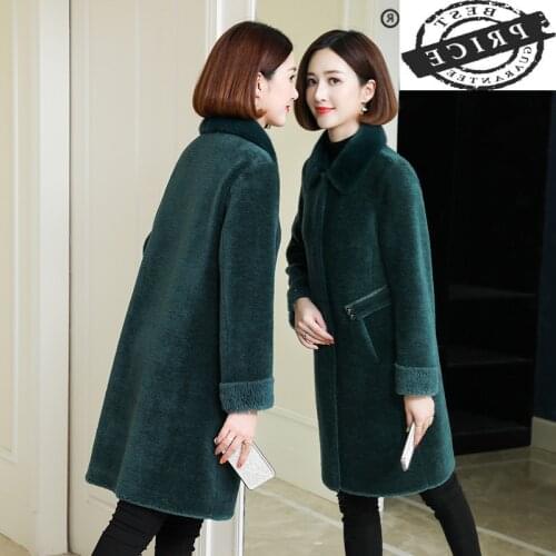 Natural Sheep Shearing Coat Women Clothes 2021 Fashion Real Fur Coat Female Jacket Mink Fur Collar Jackets Hiver a1a03a