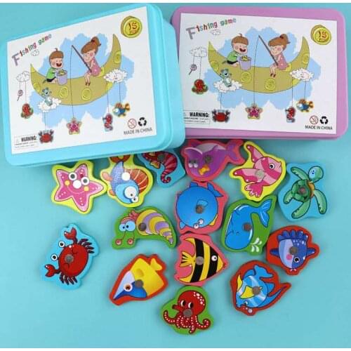 NEW Wooden Magnetic Kids Fishing Game Educational Toys For Children Toy Magnet Fish Games