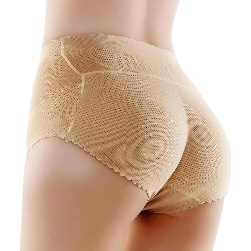 Mid Waist Solid Color Padded Seamless Women Body Shape Slimming Panties