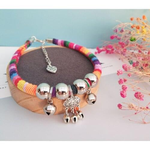 Dog Collars Colorful Printed With Bell French Bulldog Chihuahua Puppy Cats Pets Dog Accessories For Small Medium Large Dogs