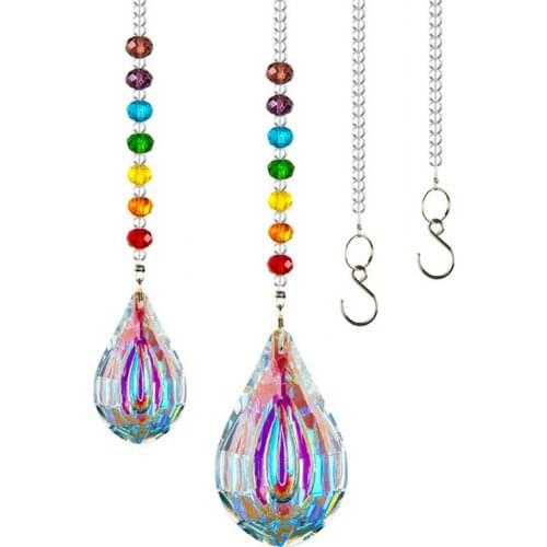 Drop Prism Ornament Crystal Balls Chain Sun Catcher Hanging Home Garden Decor Craft Chain Party Pendant Rainbow Maker