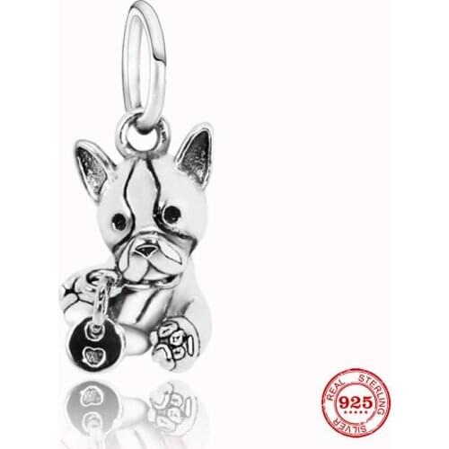New 925 Sterling Silver Cartoon Bulldog Puppy Dog Dangle Charm Fit Original Pandora Bracelet Pendant Diy Women Jewelry