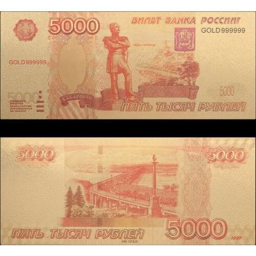 Gold Plated Banknote Copy Paper Money USD 5000 1000 500 100 Bills Gold Bill Collection Decoration USD Money Collection