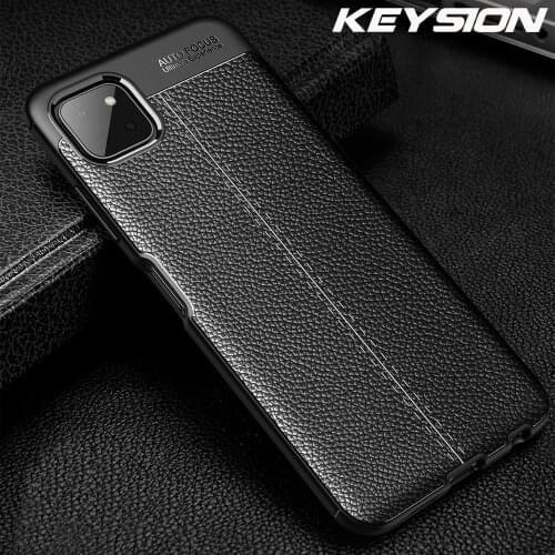 KEYSION Shockproof Case For Samsung A22 A82 5G leather texture soft silicone Phone back cove for Galaxy A82 A22 5G