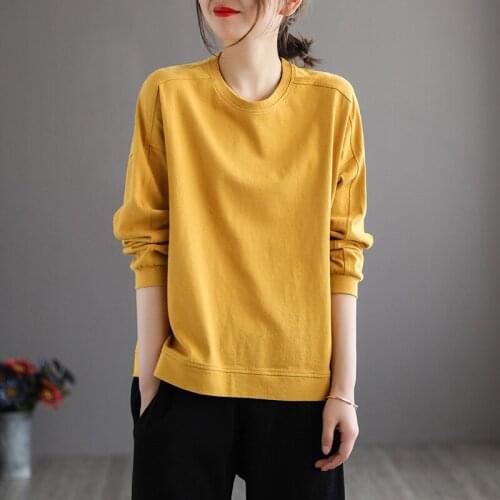 Plus Size M-3XL Spring Autumn Hoodies Women vintage yellow Sweatshirt Woman Casual Hoodies Female 2021