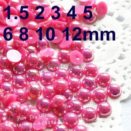 Resin flat back AB rose pearl 1.5-12mm 10000-200pcs/lot flat back half pearl