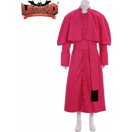 Roman red Priest Cassock Robe Gown Clergyman Vestments Medieval Ritual Robe Gothic Wizard Costume red Priest Robe cosplay