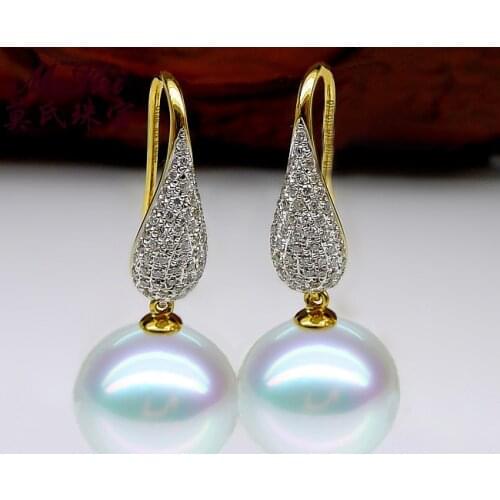 18k Pure Gold Southsea Pearl Earrings Fashion With -jewelry 2020 New Popular Upscale Women Girl Gift Trendy Party Hot