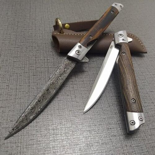 9.0'' M390 Blade Folding knife Tactical Knife Self Pocket Knives Defense Camping Hunting Fruit Knife EDC Tools + Leather Sheath