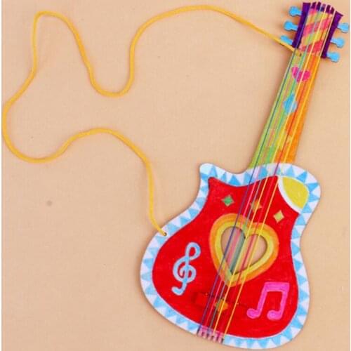 Creative Graffiti Wooden Guitar Material Package Children Birthday Party Holiday Decorations Collage Handmade Crafts DIY Toys