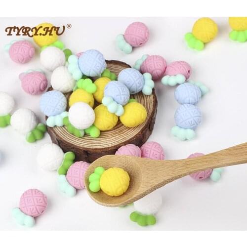 5pcs/lot Food Grade Silicone Beads Baby Letters Cartoon Beads Pineapple Colorful Beads BPA Free DIY Baby Teething Toy