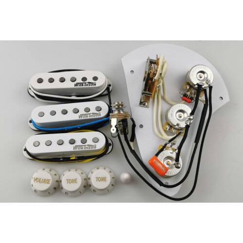 Wilkinson WVS Ainico5 Single Coil Pickups CTS Potentiometer Guitar Wiring Harness Pickup 1V2T 250K Pots Jack White Knob