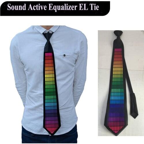 High Quality EL Tie Sound Activated Flashing led Tie cosplay Light Up Down Music Party Equalizer led neck TIE