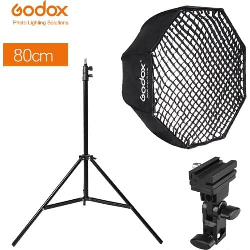 Godox 80cm Octagon Umbrella Softbox Light stand umbrella Hot Shoe Bracket Kit for Canon Nikon Godox Yongnuo Flash Speedlight
