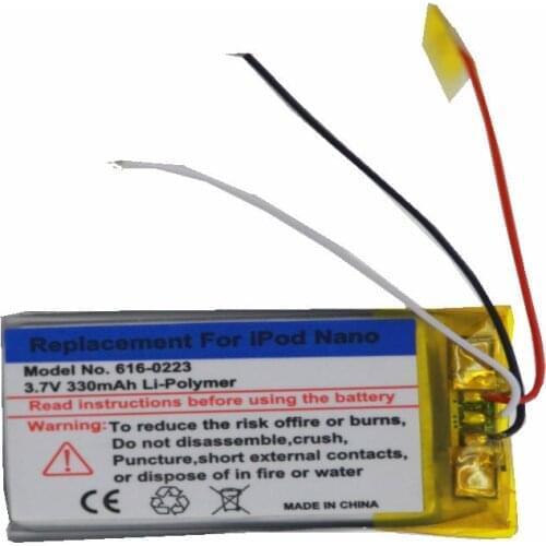 1 x 330mAh Replacement Battery For ipod Nano1 1st Gen Generation MP3 Li-Polymer Rechargeable Nano 1 616-0223 battery