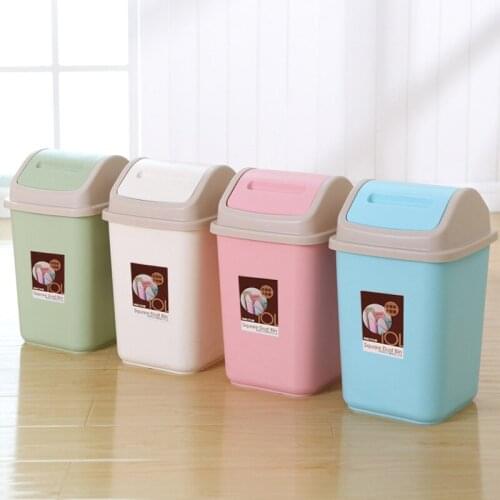 10L Dustbin Shake The Lid Plastic Trash Can Bathroom Kitchen Solid Color Waste Basket Large Capacity Household Garbage Bin