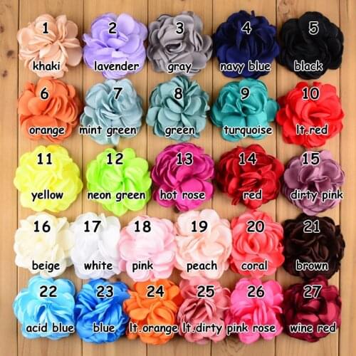 120 pcs / lots , 8cm satin flowers handmade singed chiffon satin flower for headband hair accessories apparel accessories