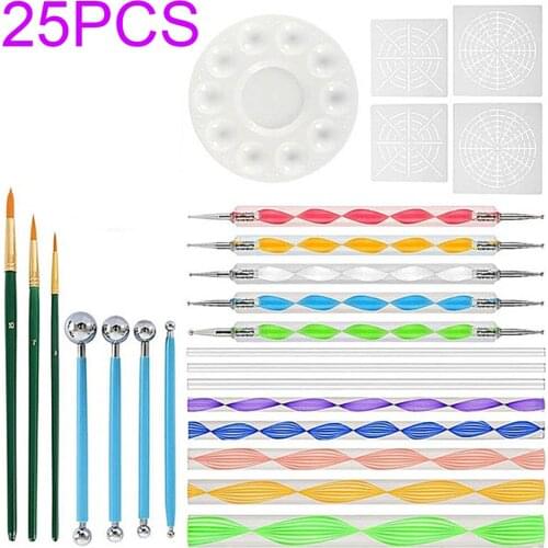 25pcs Mandala Dotting Tools For Painting Rocks Mandala Kit Mandala Painting Dotting Stencil Dot Wall Art Nail Rock Fabric