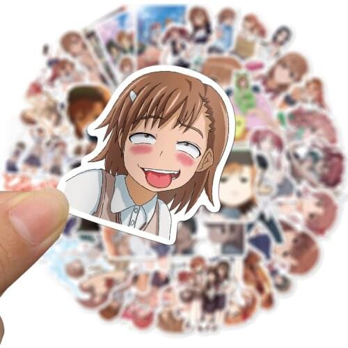 Anime To Aru Kagaku No Rail Gun Sticker Cosplay Badge Misaka Mikoto Cartoon Tags Water Proof Paster 50Pcs