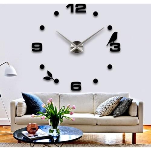 2020 New Modern Style DIY Black Bird Quartz Wall Clocks Large Relogio Parede Home Living Room Decoration Creative Watch Wall