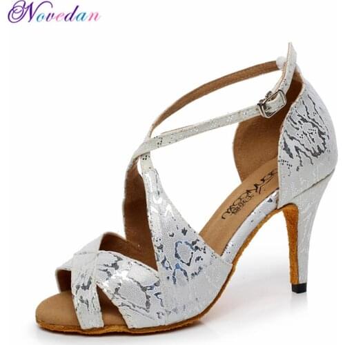 Women Latin Ballroom Dance Shoes Female Salsa Sandal Soft Sole Kizomba Samba Tango Dance Shoes High Heels 5cm/6cm/7.5cm/8.5cm