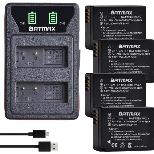 2Pcs DMW-BLG10 DMW BLG10 BLG10e BLE9 Battery + LED Built-in USB Dual Charger for Panasonic LUMIX GF5 GF6 GX7 LX100 GX80 GX85