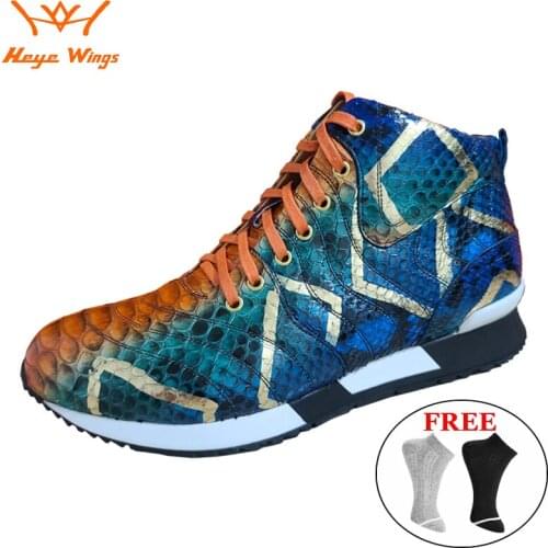 Heye Wings Luxury Autumn Winter Sport Shoes Mens Python Skin Sneaker Quality Handmade Casual Boots